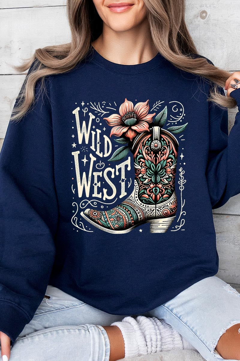 UL180-E3100 Wild West Cowgirl Boot Graphic Sweatshirt $20