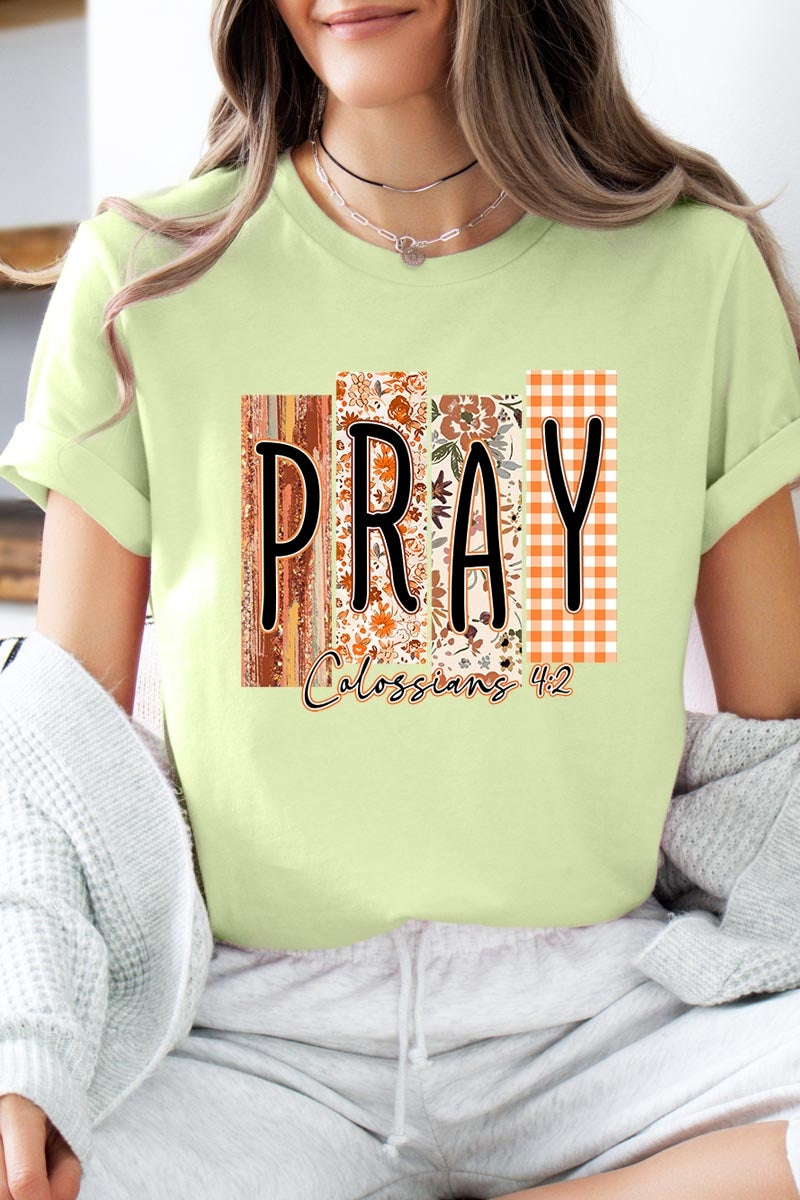 US3001-E3166 Pray Fall Christian Graphic Tee $12.5