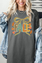 5000P-E3121 Fall Brushstroke Bow Graphic Plus Heavy Cotton Tee $12.75