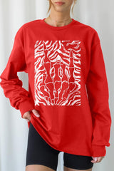 UL240-E3177 Skeleton Hands Zebra Graphic Long Sleeve Tee $13.75