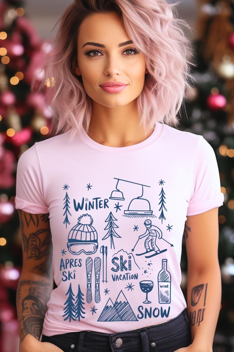 US3001P-E3188 Ski Doodle Graphic Plus Tee $16