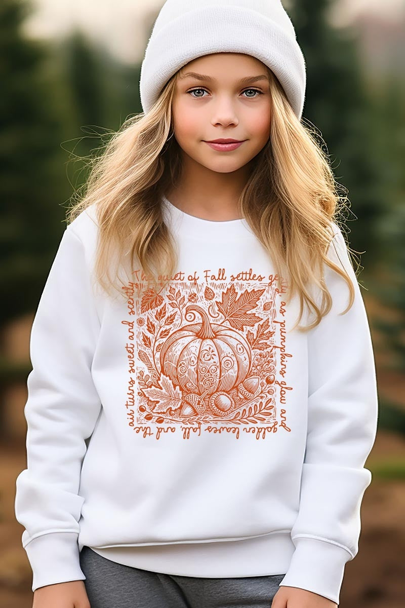 UL180B-E3112Z Fall Pumpkin Botanical Kids Graphic Sweatshirt $20