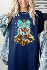 5000-E3184 Turquoise Christmas Tree Graphic Heavy Cotton Tee $9