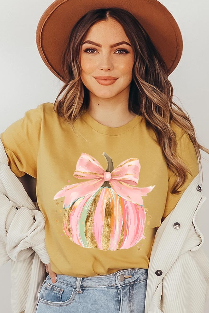US3001P-E3083 Brushstroke Pumpkin Graphic Plus Tee $16