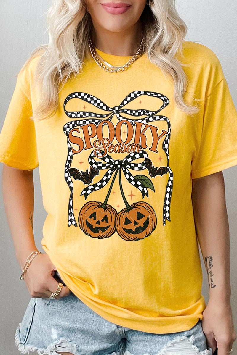 5000-E3085 Pumpkin Cherries Graphic Heavy Cotton Tee $9