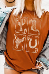 US3001-E3094 Western Cowgirl Card Graphic Tee $12.5
