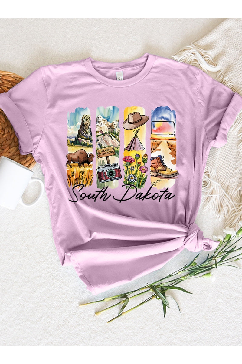 US3001P-E3061SD South Dakota State Brushstroke Graphic Plus Tee $16
