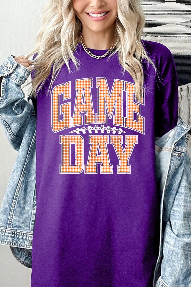 5000P-E3129 Orange Gingham Game Day Plus Heavy Cotton Tee $12.75
