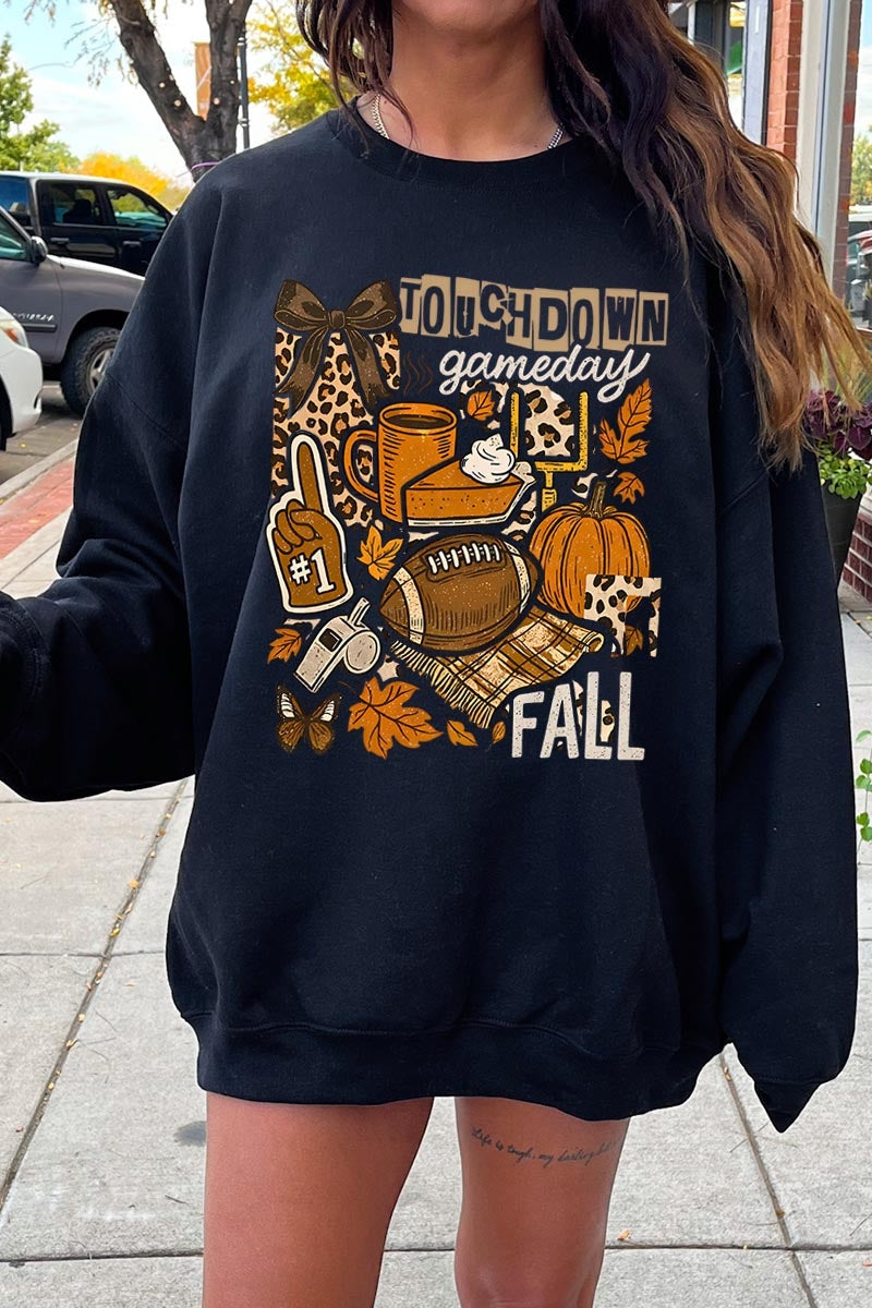 UL180P-E3134 Fall Football Collage Graphic Plus Sweatshirt $25