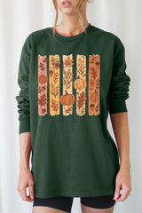UL240-E3110 Brushstroke Boho Fall Graphic Long Sleeve Tee $13.75