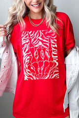 5000-E3177 Skeleton Hands Zebra Graphic Heavy Cotton Tee $9