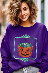 UL180-E3140 Halloween turquoise pumpkin Graphic Sweatshirt $20