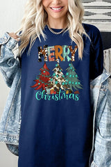 5000P-E3200 Merry Christmas Trees Graphic Plus Heavy Cotton Tee $12.75