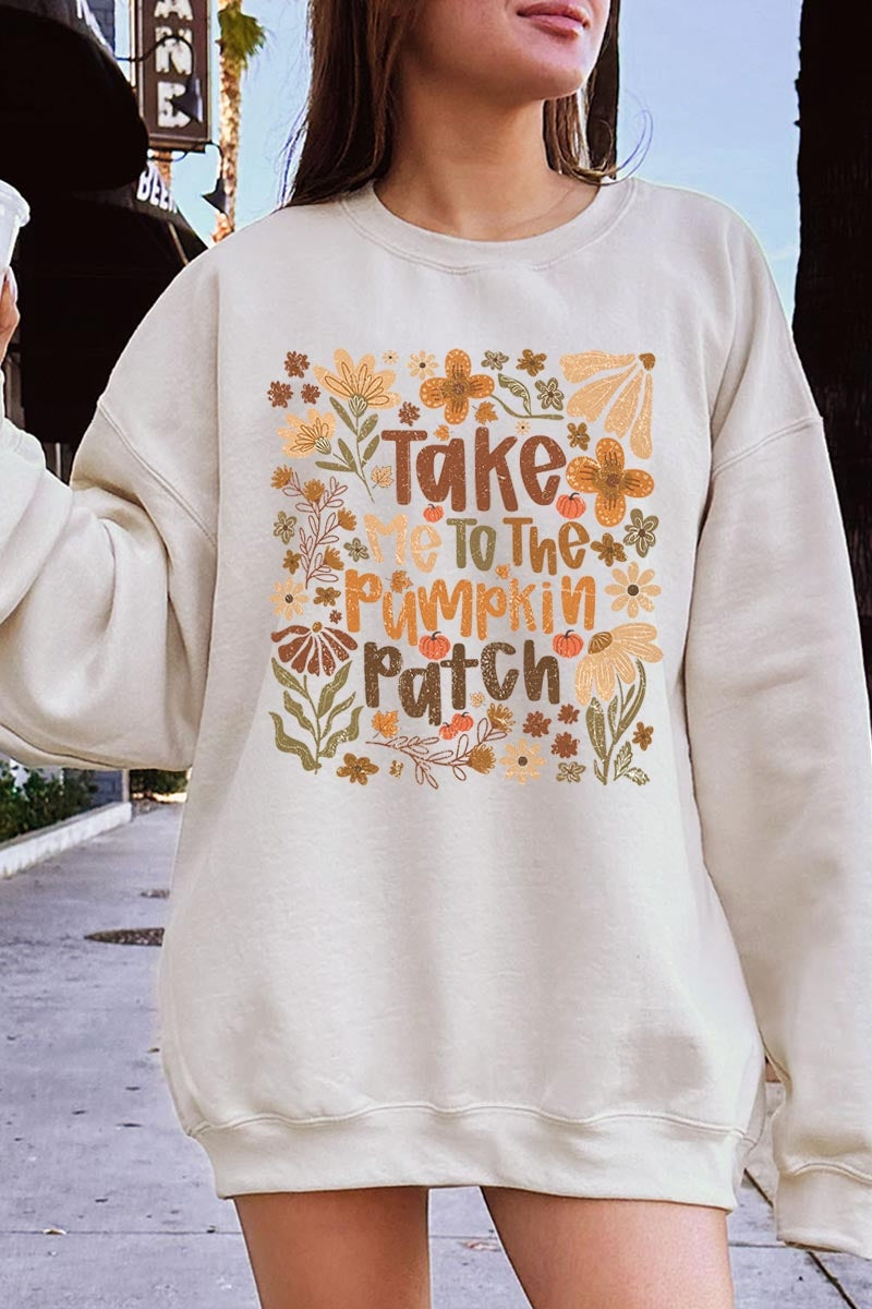 UL180-E3136 Take Me To The Pumpkin Patch Graphic Sweatshirt $20