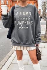 UL180-E3158 Autumn Leaves Pumpkins Graphic Sweatshirt $20
