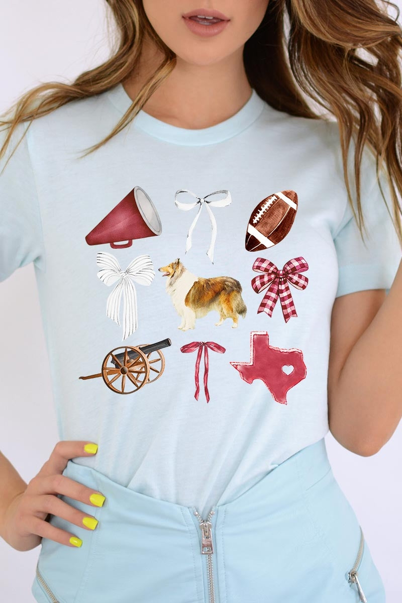 US3001-E3079 Texas Football Graphic Tee $12.5