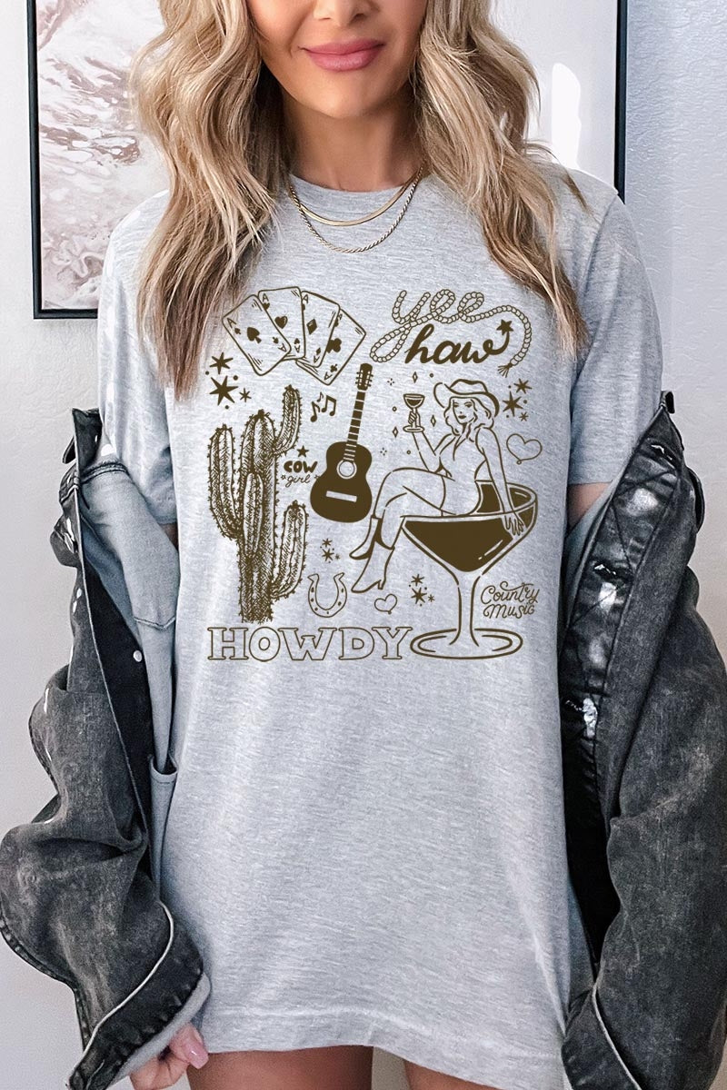 US3001P-E3097 Cowgirl Country Music Graphic Plus Tee $16