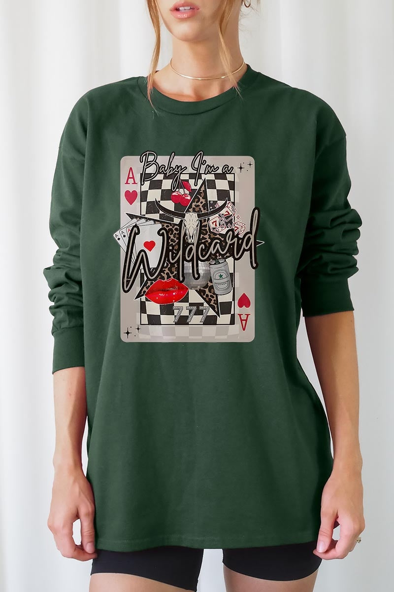 UL240-E3099 Retro Wildcard Graphic Long Sleeve Tee $13.75