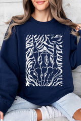 UL180-E3177 Skeleton Hands Zebra Graphic Sweatshirt $20
