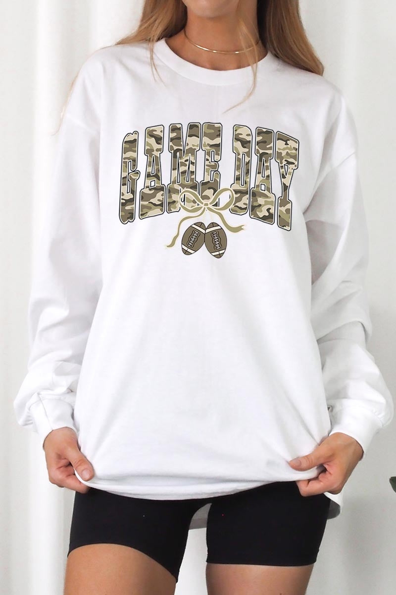UL240P-E3131 Football Game Day Camo Plus Long Sleeve Tee $17