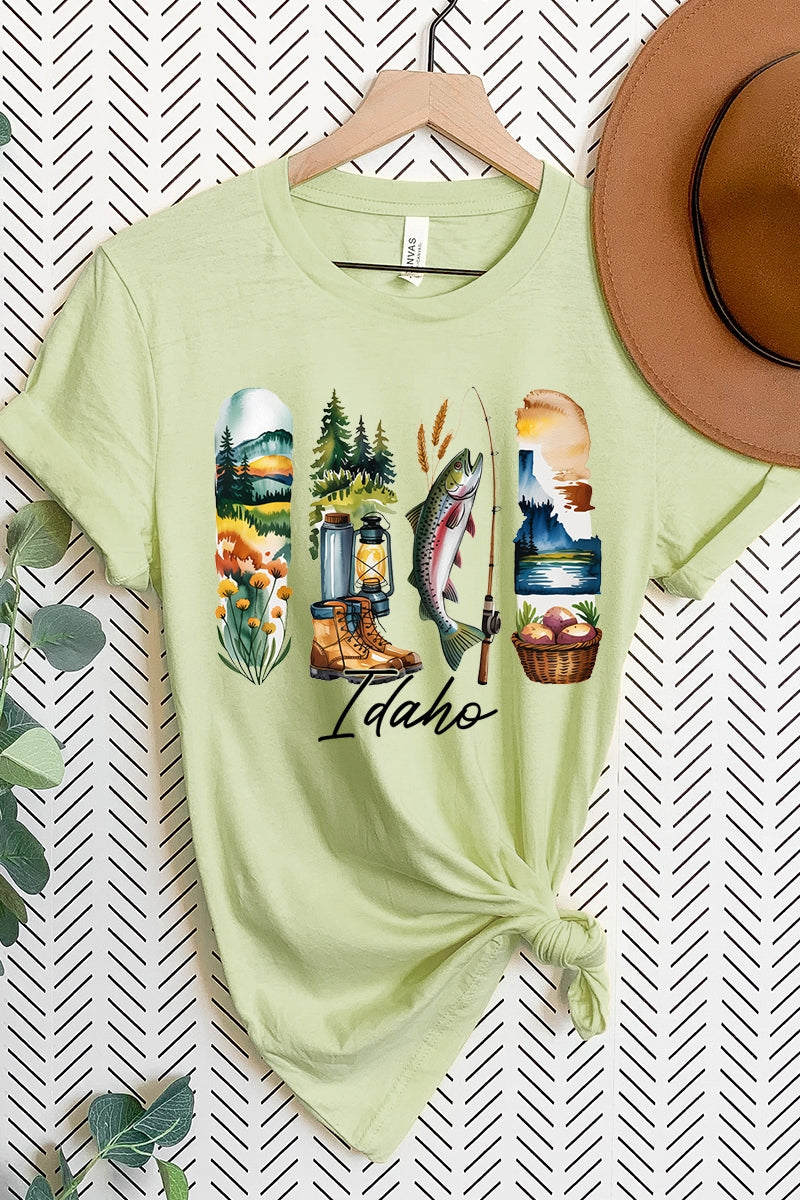 US3001P-E3061ID Idaho State Brushstroke Graphic Plus Tee $16