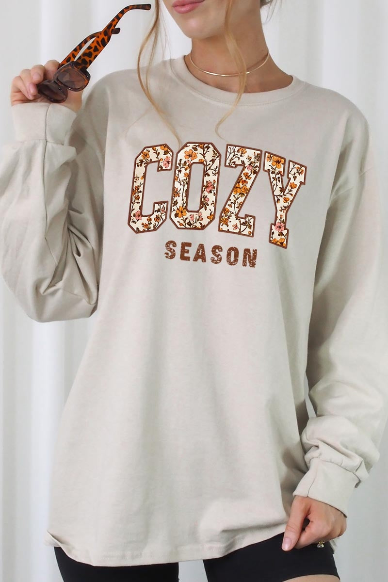 UL240-E3082 Cozy Season Graphic Long Sleeve Tee $13.75