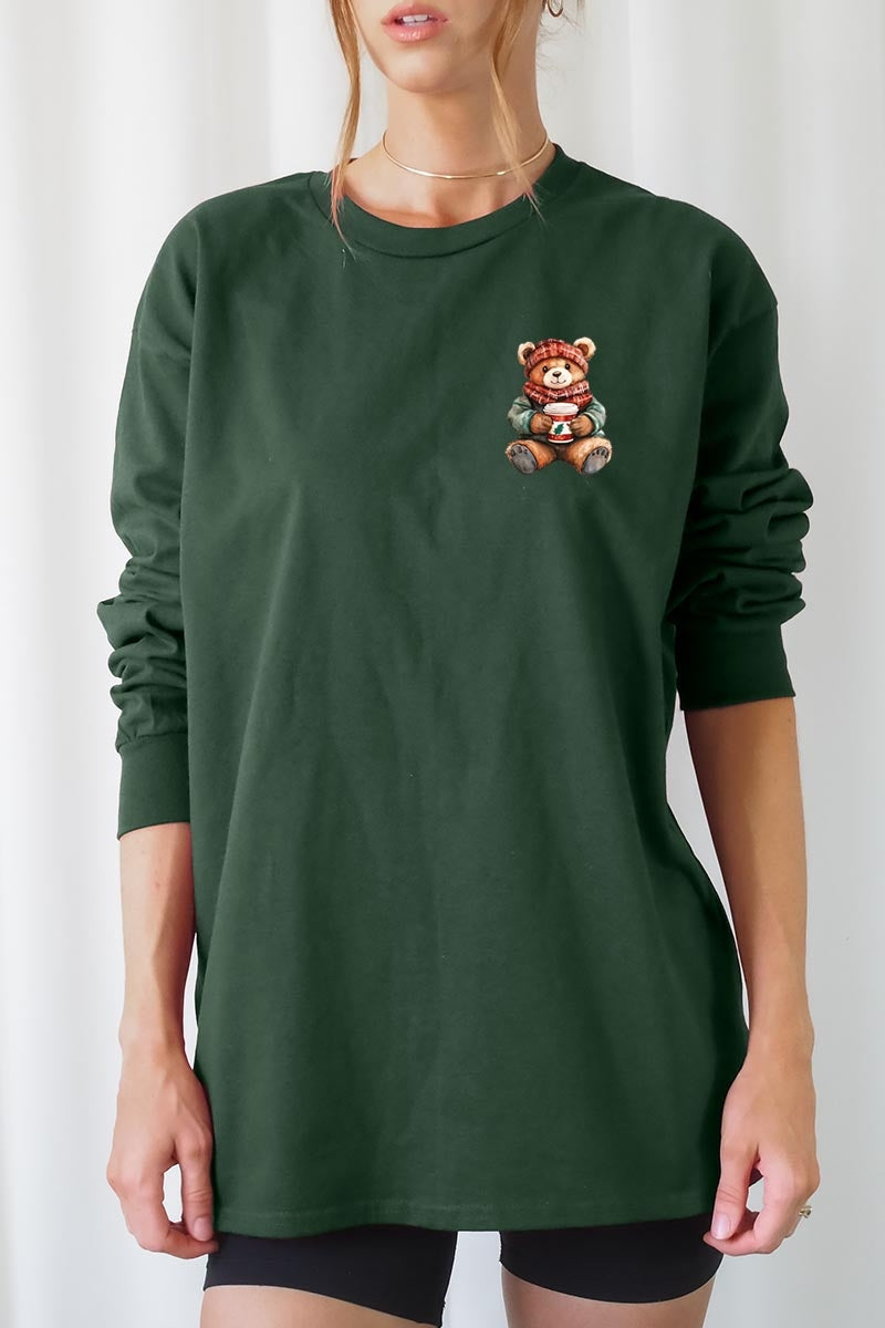 UL240P-E3175 Christmas bear Graphic Plus Long Sleeve Tee $17