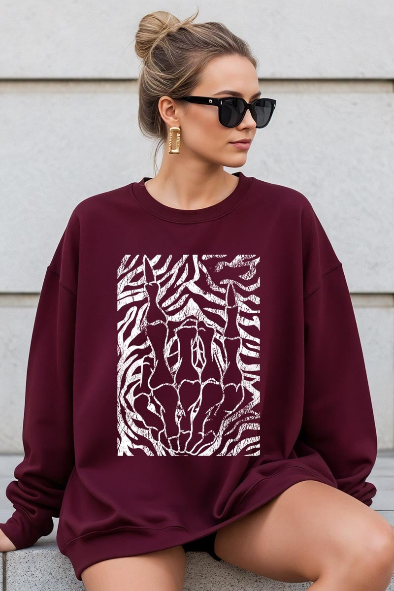 UL180-E3177 Skeleton Hands Zebra Graphic Sweatshirt $20
