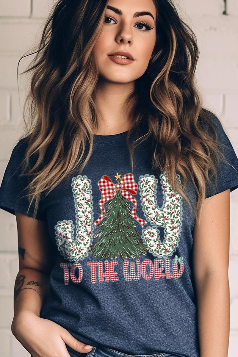 US3001P-E3213 Joy to the World Graphic Plus Tee $16