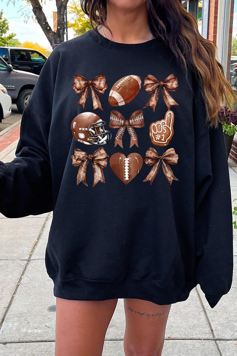 UL180-E3054 Cute Football and Bow Graphic Sweatshirt $20