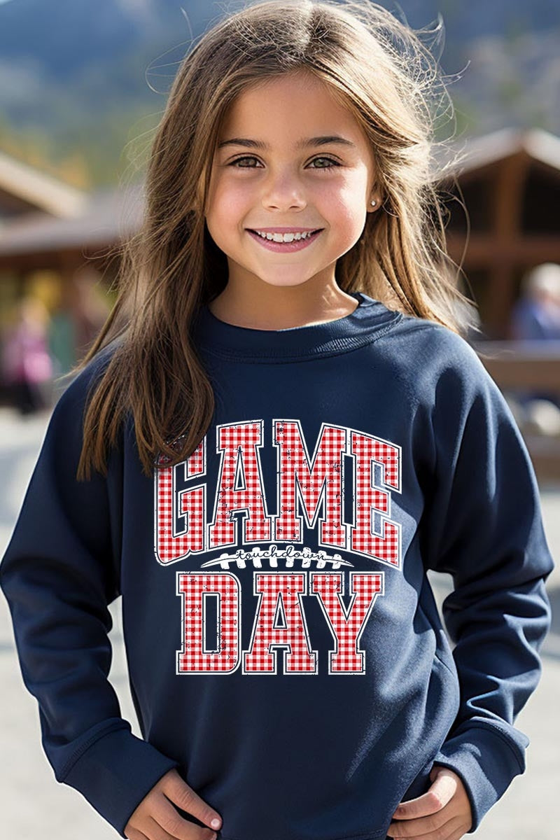 UL180B-E3126Z Red Gingham Game Day Kids Graphic Sweatshirt $20