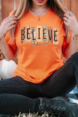 US3001P-E3167 Believe Fall Christian Graphic Plus Tee $16