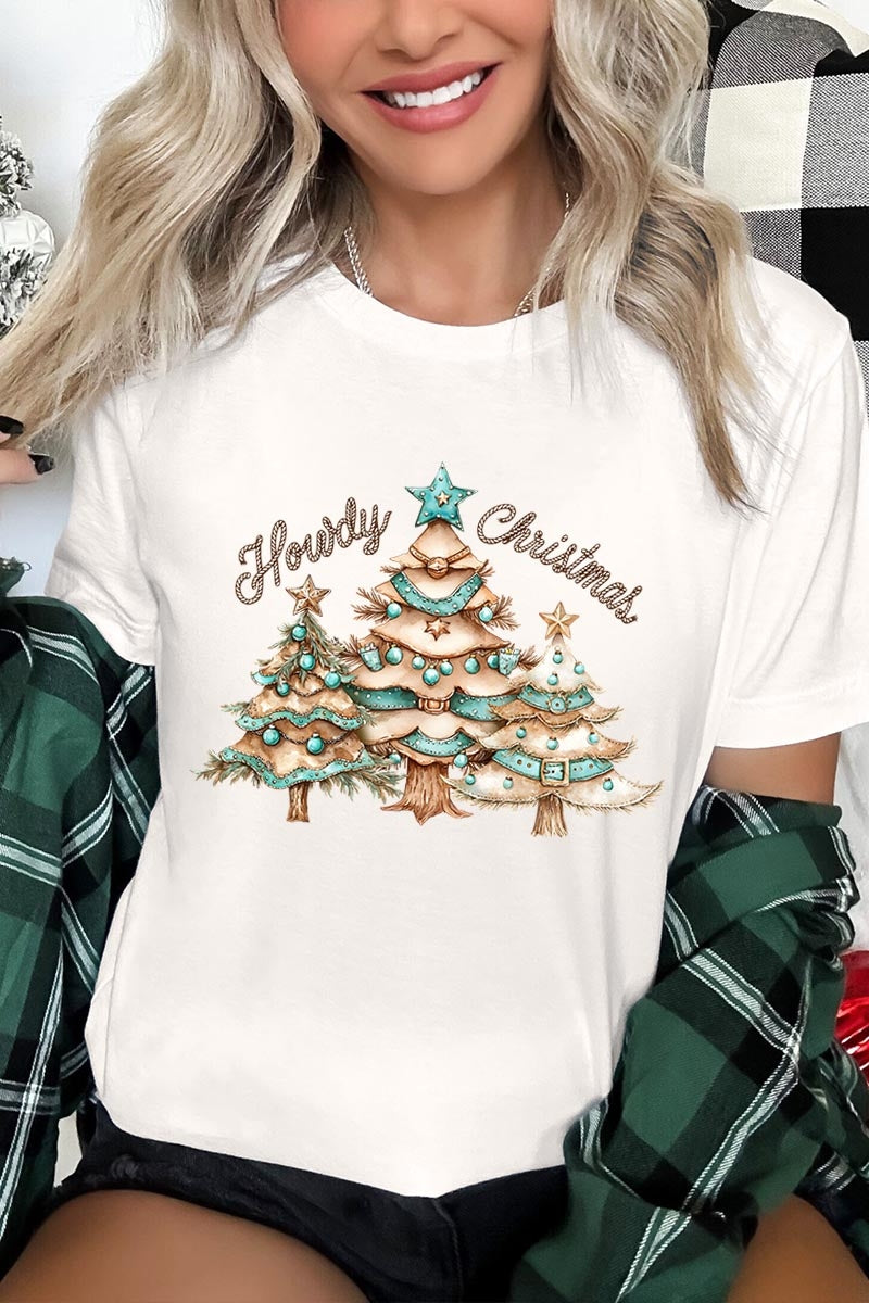 US3001P-E3185 Howdy Christmas Graphic Plus Tee $16