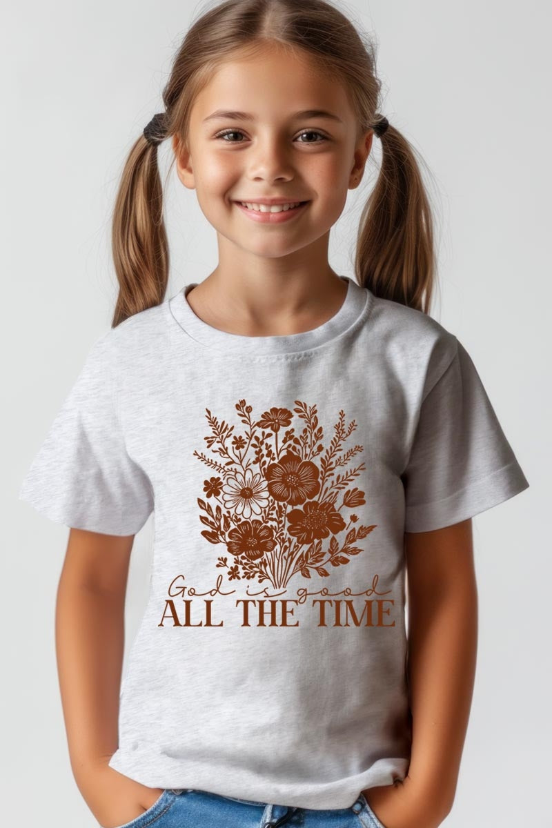 US3001Y-E3116Z God Is Good Floral Kids Graphic Tee $11