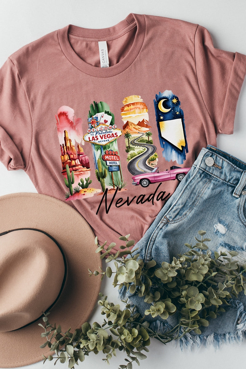 US3001-E3061NV Nevada State Brushstroke Graphic Tee $12.5