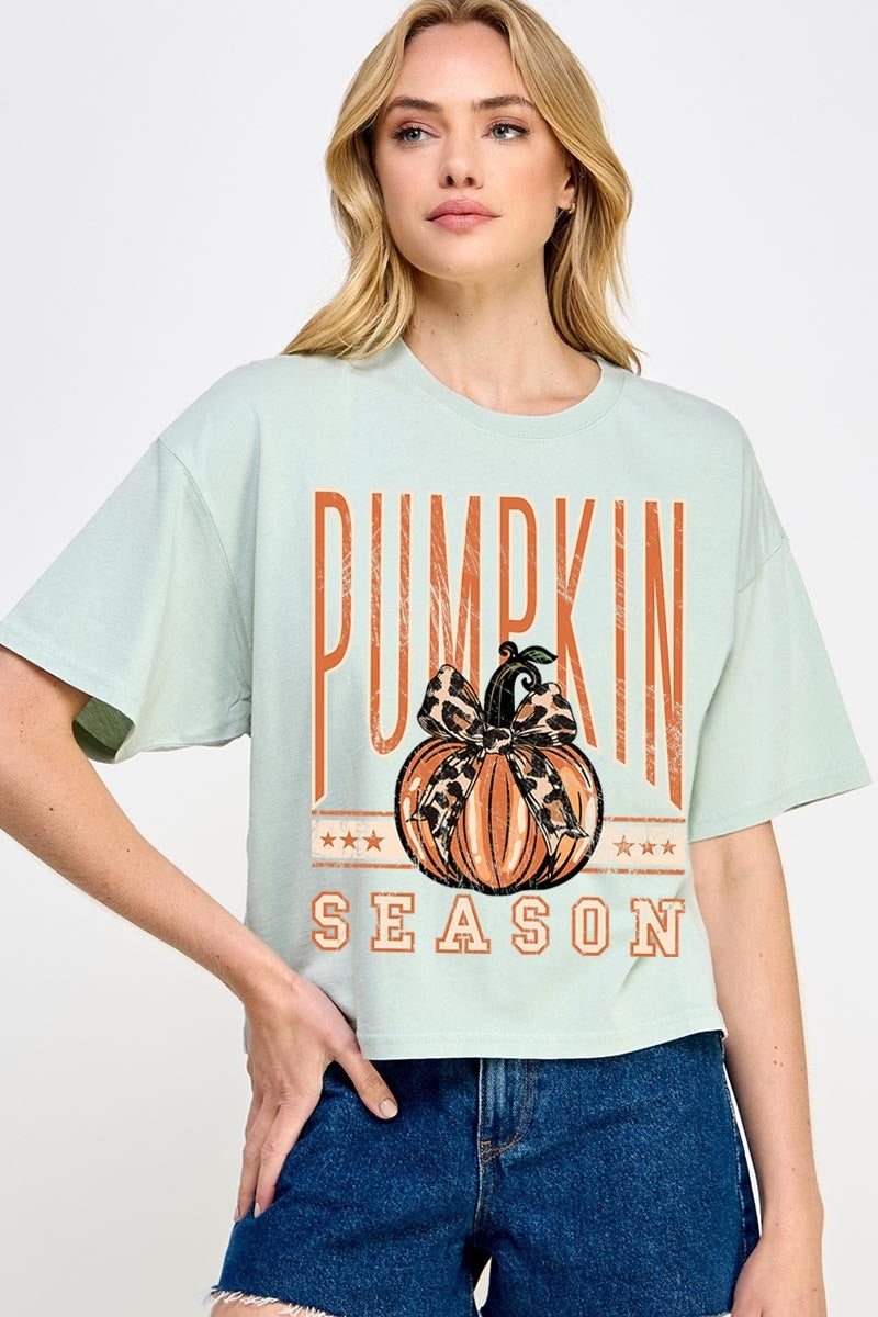 CTS-E3145 Pumpkin Season Graphic Relaxed Crop Top $11