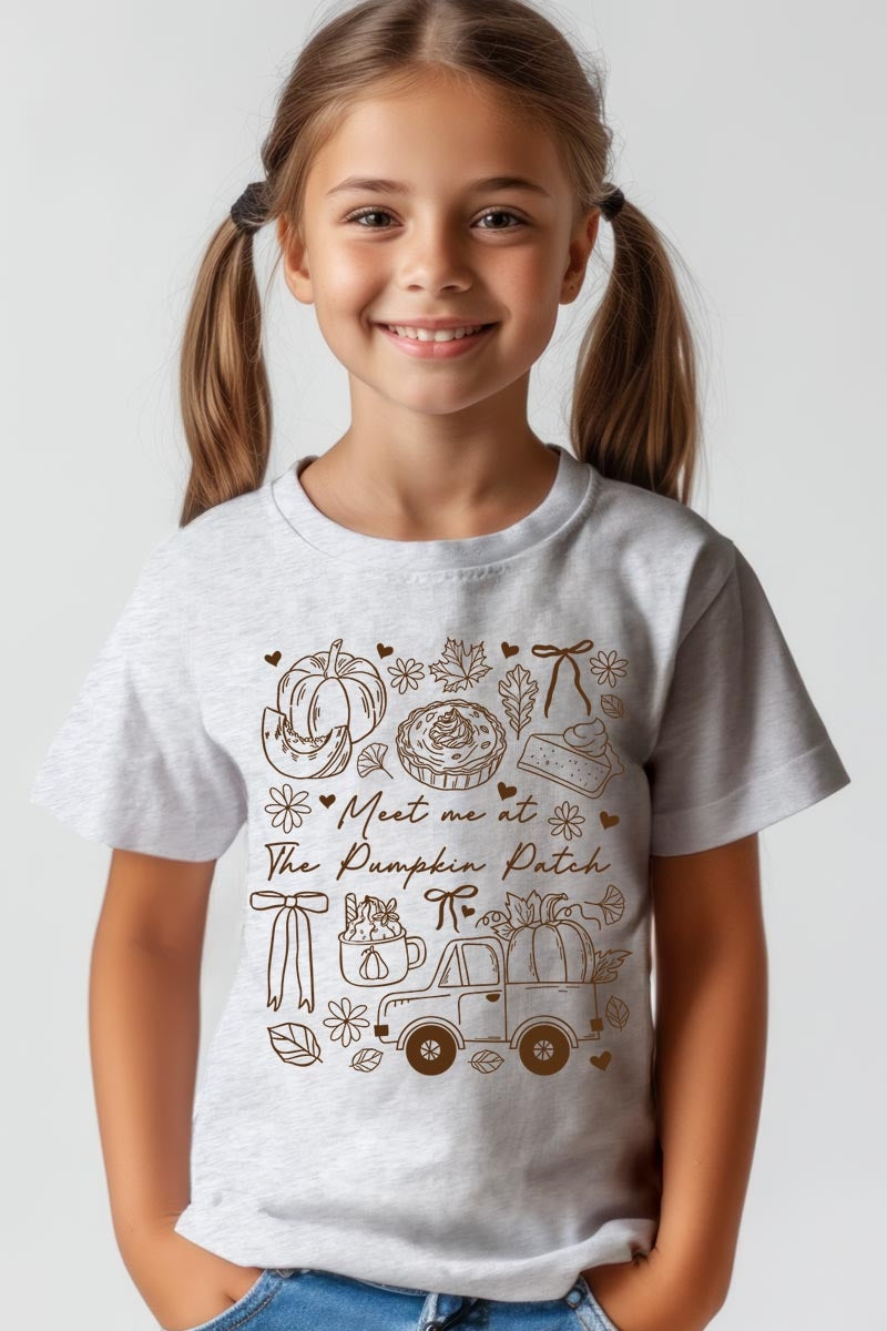 US3001Y-E3163Z Pumpkin Patch Doodle Kids Graphic Tee $11