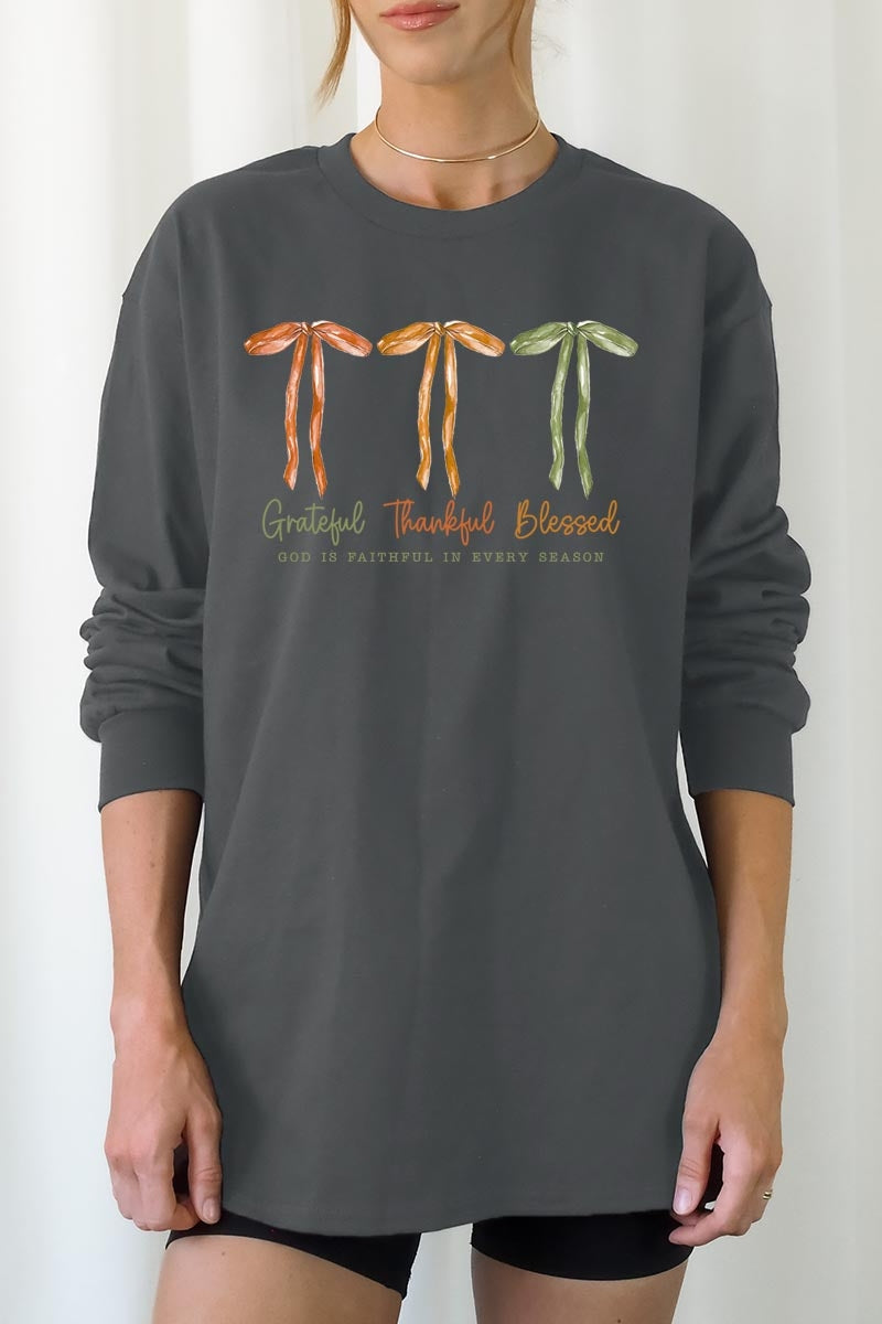 UL240P-E3111 Grateful Thankful Blessed Plus Long Sleeve Tee $17