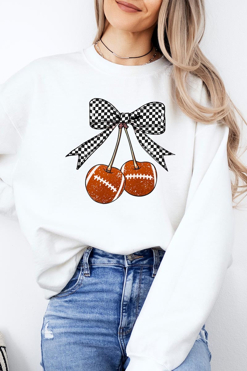 UL180-E3055 Football Cherries Graphic Sweatshirt $20