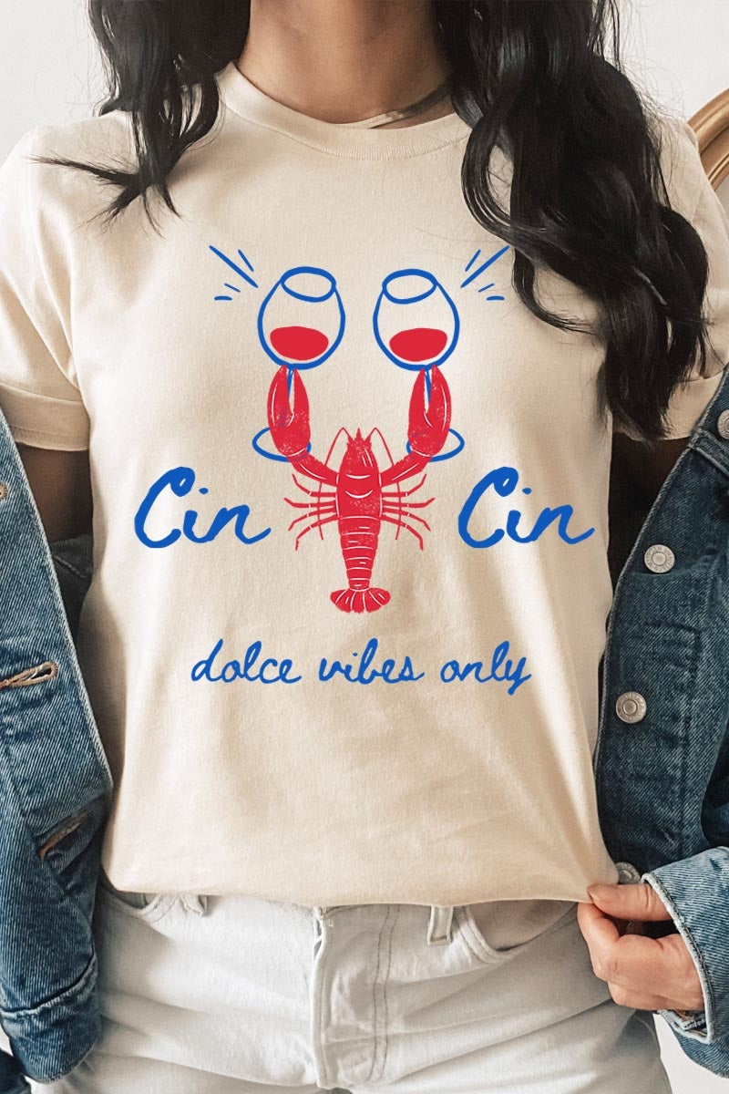 US3001P-E3069 Cin Cin Lobster Celebration Graphic Plus Tee $16