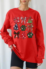 UL240P-E3195 Christmas Bow Paw Graphic Plus Long Sleeve Tee $17
