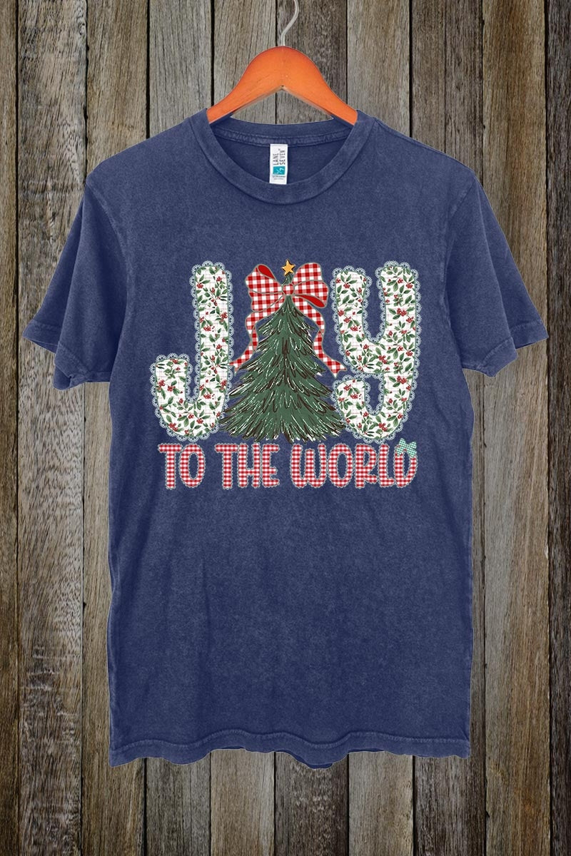 LS002-E3213 Joy to the World Graphic Vintage Tee $15.5