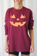 UL240-E3148 Cute Pumpkin Halloween Graphic Long Sleeve Tee $13.75