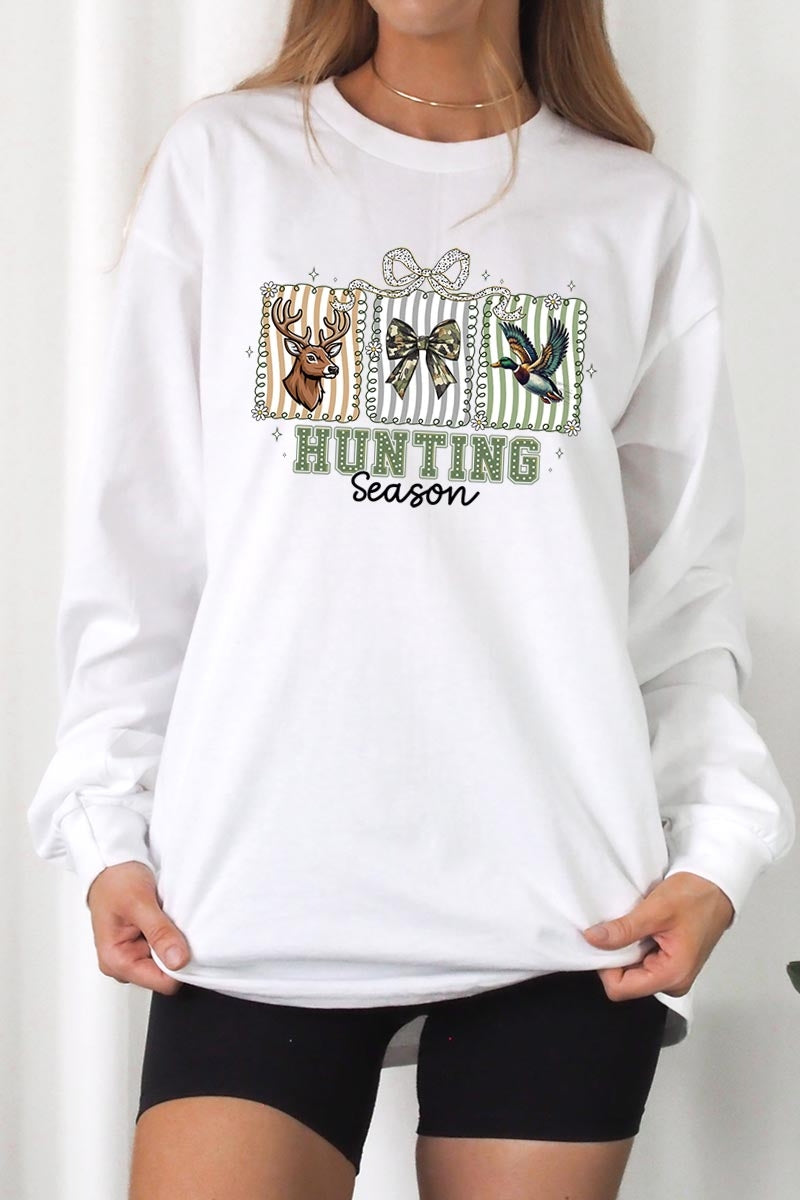 UL240-E3192 Deer & Duck Hunting Season Graphic Long Sleeve Tee $13.75