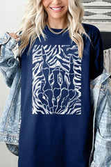 5000-E3177 Skeleton Hands Zebra Graphic Heavy Cotton Tee $9