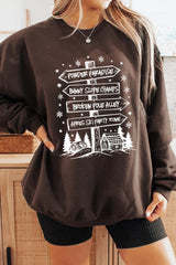 UL180P-E3189 Ski Lodge Signs Graphic Plus Sweatshirt $25