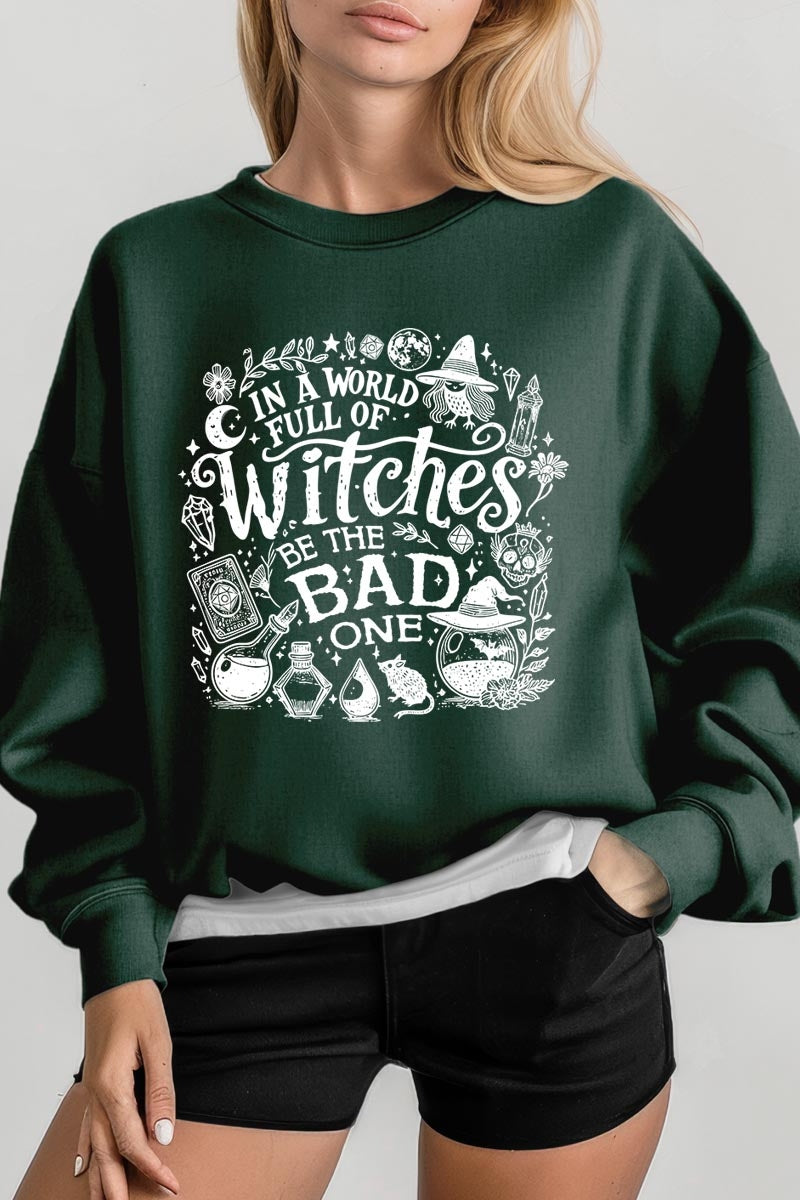 UL180P-E3139 In a World of Witches Graphic Plus Sweatshirt $25