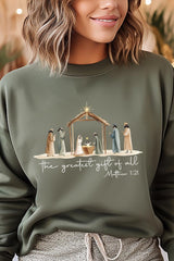 UL180P-E3183 Nativity Gift Graphic Plus Sweatshirt $25