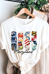 US3001-E3061MD Maryland State Brushstroke Graphic Tee $12.5