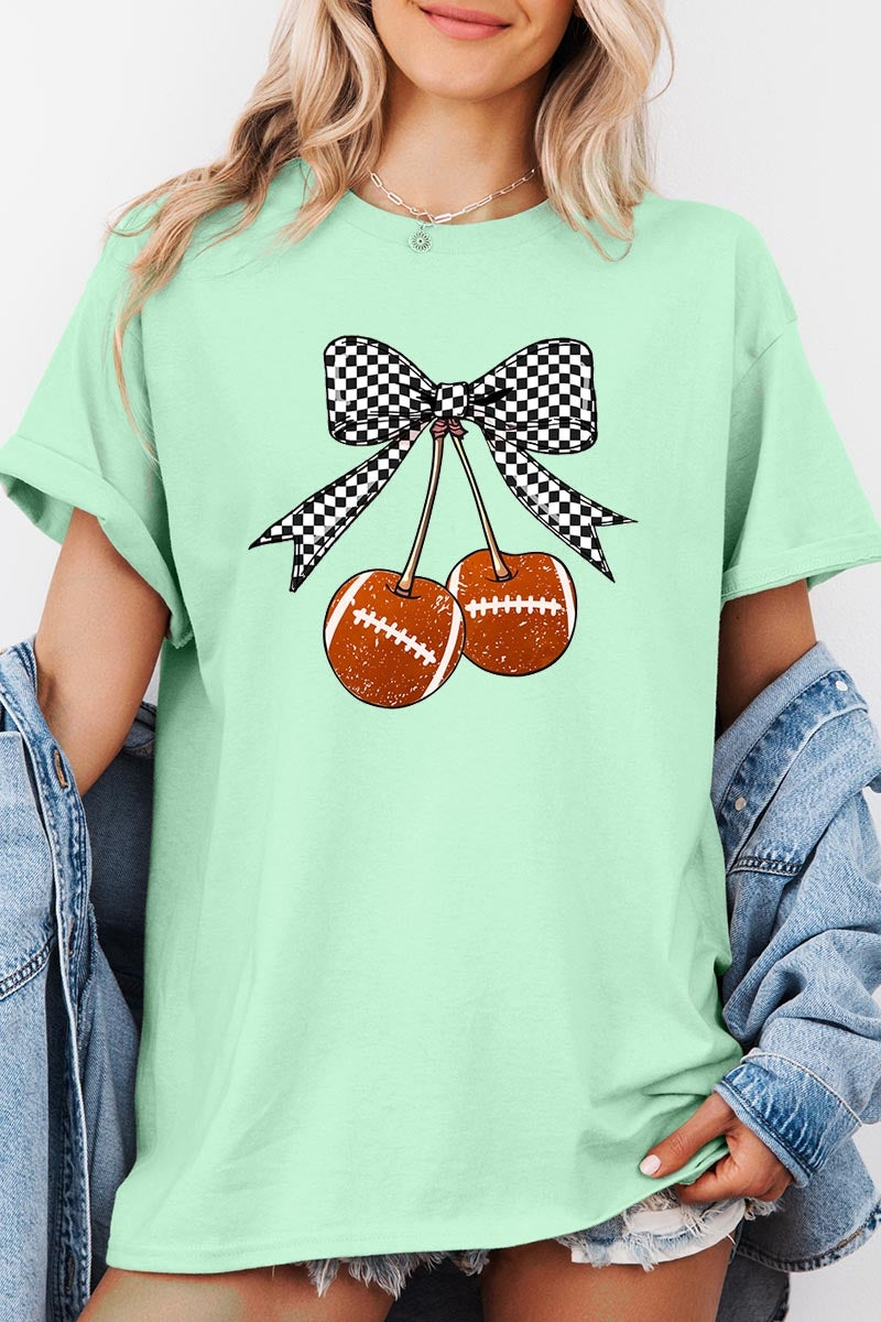 5000P-E3055 Football Cherries Graphic Plus Heavy Cotton Tee $12.75